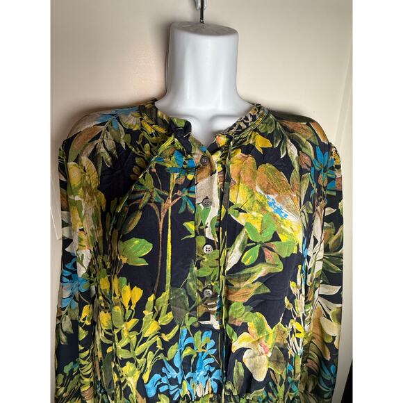J. Crew Floral Silk Dress Size XL Ruffle Hem Long Sleeve 100% Silk - Picture 3 of 14